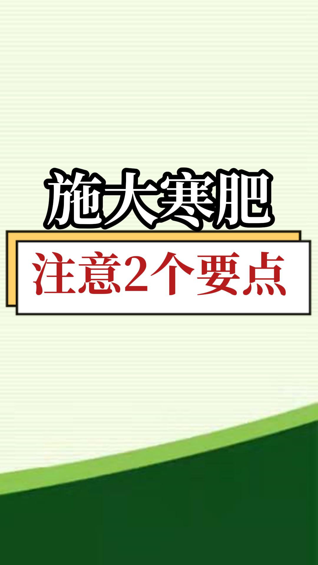 施大寒肥，注意2個(gè)要點(diǎn)